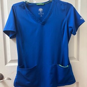 Healing Hands Royal Blue V-Neck Short Sleeve Scrub Top